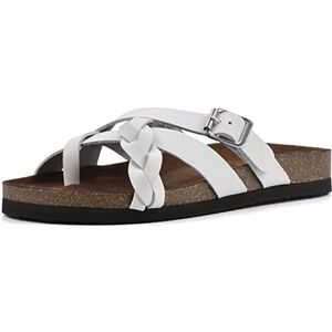 WHITE MOUNTAIN Shoes Harrington Women's Sandal, White/Leather, 9 M