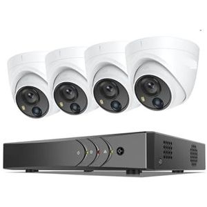 Groothoek beveiligingscamera, 5MP HD-bewakingssysteem 4CH 5IN1 H.265 + DVR met 4 STUKS 5MP Outdoor Weerbestendi PIR Beveiligingscamera's CCTV Kit Eenvoudig te installeren, met signaalversterker (Size