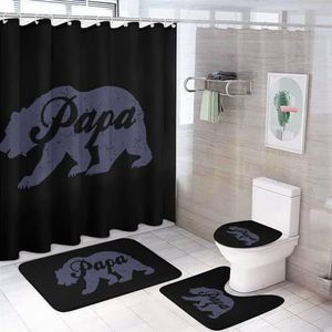 Vintage Papa Beer Vaderdag 4 Stks Badkamer Sets met Douchegordijn Toilet Deksel Cover En Tapijten