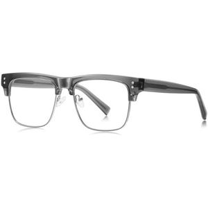 moomoobird Big Frame Bril Blauw Licht Blokkeren TR90 Metalen Vierkante Bril Frame voor Mannen Trendy, Grijs Zilver Frame