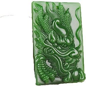 Chinese groene jade hanger ketting, Natuurlijke Hotan Jasper Zodiac Dragon hanger sieraden Lucky mascotte ketting dominante mannelijke Jade Peilong gesneden