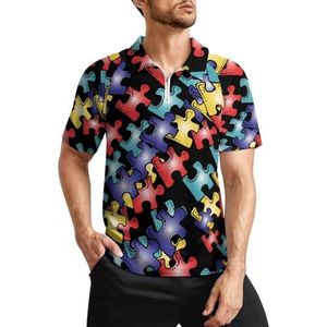 Autisme Pieces Heren Golf Polo Shirts Klassieke Fit Korte Mouw T-Shirt Gedrukt Casual Sportkleding Top S