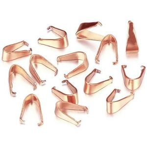 50 stuks roestvrijstalen hanger clip connector knijpbeugelsluiting DIY sieraden maken gouden kleur sluitingen bevindingen accessoires bulk-rosé goudkleur-7X13mm