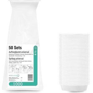 Kotzakjes, 50 stuks, met sluitring, ondoorzichtig, wegwerp spuugzak tegen misselijkheid, lekvrije poepzak voor auto, vliegtuig, bus, reizen en zwangerschap, Breekzak