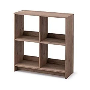 Iris Ohyama, Kubus boekenkast / Open houten plank / Kast met 4 planken , Eenvoudige montage, modulair, Kantoor, woonkamer, school - Wood Open Shelf - WOS-4 - AsBruin