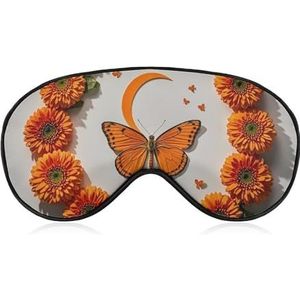 Slaapmasker, oranje vlinder, maan, slaap, oogmasker met verstelbare riem, blinddoek, reizen, oogschaduw, oogmasker, oogbedekking, zachte oogbedekking voor slapen yoga