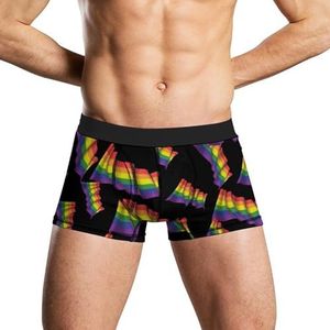 Gay Pride Waving Flag Heren Ondergoed Ademend Boxer Slip Zachte Onderbroek L