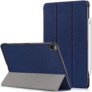 Case for iPad Pro 11 Inch 2018/2020) Tri-Fold Smart Tablet Case,Ultra Slim Lichtgewicht Stand Case Hard PC Back Shell Folio Case Cover,Auto Sleep/Wake Tablet Case Tablet hoes (Color : Dark blue)