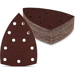 Fd-Workstuff Prio-schuurdriehoeken, 100 stuks, 11 gaten, 105 x 152 mm, korrel 40, voor multischuurmachines, schuurbladen, driehoekige schuurpads