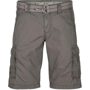 Timezone MaguireTZ Cargoshorts voor heren, met riem, regular fit, korte broek, cargoshorts, zomer, 100% katoen, beige, grijs, groen, blauw, maat 30, 31, 32, 33, 34, 36, 38, 40, Washed Grey (8122), 33