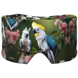 Mooie kaketoe vogel bloemenprint slaapmasker, zachte huidvriendelijke ooghoezen, lichtblokkerend slaapmasker voor reizen, yoga, dutje