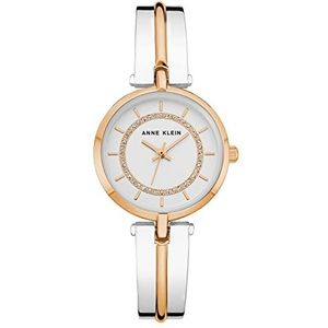 Anne Klein Dames Glitter geaccentueerd Bangle horloge, zilver/roségoud, Zilver/rose goud
