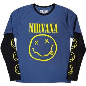 Longsleeve Nirvana Yellow Happy Face Officieel T-shirt heren unisex (Small)