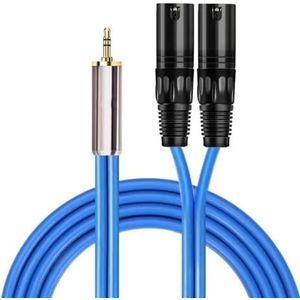 Hifi Audio Kabel 3.5mm naar 2XLR 3 Pin for PC Mobiele Telefoon Mixing Console Gold Plating 1/8 ""mini jack Kabel 1M 2M 3M 5M 8M 10M (Color : Blue, Size : 75cm)