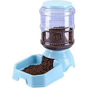 Huisdieren automatische voer- en watererset, honden katten voedselvoeder en waterdispenser 3,8 l, 2 in 1 kattenvoer waterdispensers voor kleine middelgrote grote huisdieren (feeder, blauw)