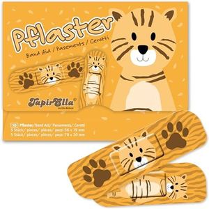 Lutz Mauder 14645, 10 kinderpleisters, schattige tijger, pleisterbriefjes voor kinderen, hechtpleisters voor katten