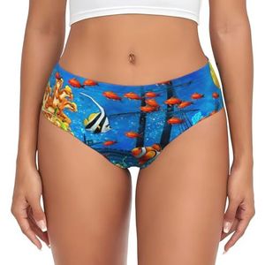ASFgda Dames ademend The Underwater World tropische vis print ondergoed, stretch perfect ondergoed, super zacht comfortabel, verkrijgbaar in grote maten, Zwart, XS