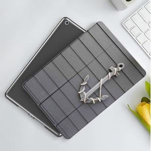 CONERY Hoesje compatibel iPad 10,2 inch (9e/8e/7e generatie) anker, houten anker met het touw aan de muur antiek marine natuur avontuur thema kunstwerk, groen, slim slim magnetisch hoesje met