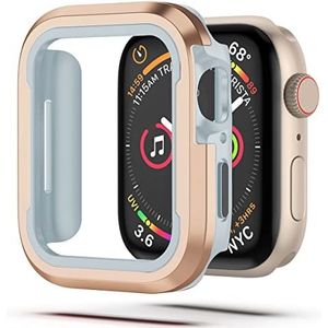 V-MOTA Aluminiumlegering behuizing combinatie van zacht rubber (TPU) en luchtvaartkwaliteit aluminium, compatibel met Apple Watch Series 6/5/4/SE, iWatch (40mm, goud)