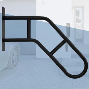 U-vormige leuningen, zwarte metalen wandleuning voor 1-3 treden met antiroestpoedercoating, leuningen voor veranda, terras en tuin