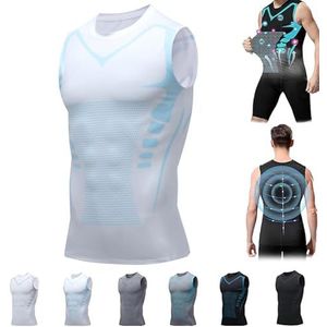 Vitaboost Compression Shirt, New Ionic Shaping Sleeveless Shirt for Men (White-A,L)