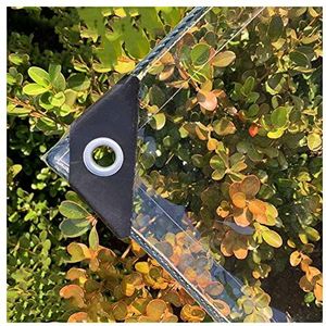 Afdekzeil, waterdicht, scheurvast, transparant, met oogjes, 0,3 mm dik, multifunctionele pvc-bescherming, voor auto, camping, tuinmeubelen, met touw en kabelbinders, 420 g/m² (2 x 2 m)