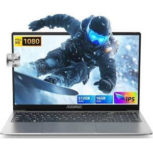 ACEMAGIC 2025 Laptop 15,6 inch, 16 GB RAM, 512 GB SSD uitbreidbaar tot 2 TB DDR4 3200 MHz, metalen behuizing, USB 3.2 x 3, BT5.0, Type C, WiFi, HDMI, 5000 mAh, laptop, kantoor