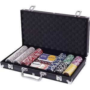 Costway Pokerset, 300 laserchips, inclusief aluminium koffer, complete set (zwart)