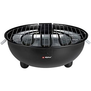 Alpina Elektrische BBQ - Tafel-Barbecue - Geen Rook - Binnen Barbecueën - 1250W - Ø 30 Cm - Zwart