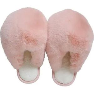 Dames Fuzzy Memory Foam Slippers Slippers Vrouwen Zomer Sliders Casual Haar Platte Pluizige Mode Thuis Zomer Harige Flip Schoenen, roze, 36-37(insole 23cm)