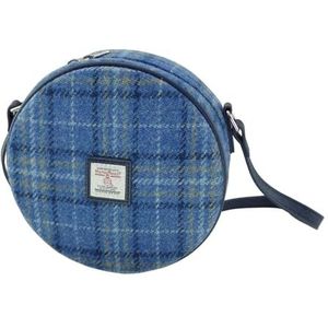 Dames Harris Tweed ronde tas: een fusie van traditie en moderne stijl gemaakt voor veeleisende modeliefhebbers - LB1204, Lichtblauwe ruit