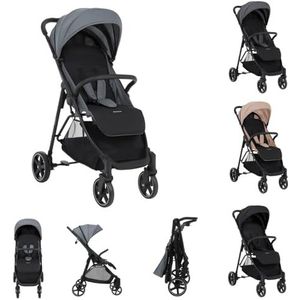 Kikkaboo Kinderwagen, Buggy Alexa 22 kg opvouwbaar, rugleuning verstelbaar, riem, kleur: grijs