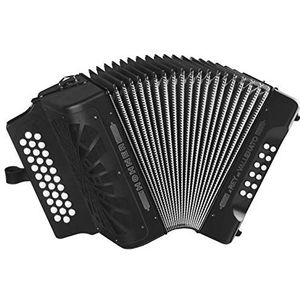 Accordeon diat-knopen. Hoge accordeon met diatonische knoppen van de koningin van de ValLENATS BBEBAB Black Silver Grill.