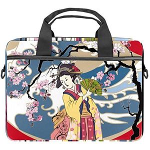 Japanse Vrouw Laptop Schouder Messenger Bag Crossbody Aktetas Messenger Sleeve voor 13 13.3 14.5 Inch Laptop Tablet Beschermen Tote Bag Case, Meerkleurig, 11x14.5x1.2in /28x36.8x3 cm