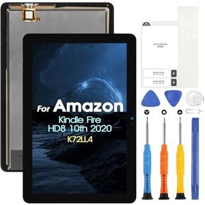 voor Amazon Kindle Fire HD8 10e generatie LCD-scherm voor HD8 10e 2020 K72LL4 vervanging van touchscreen-montage met reparatieset (zwart)