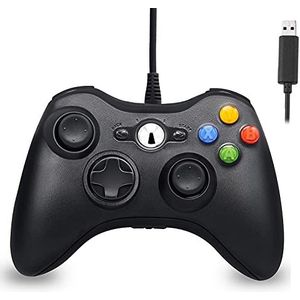 Bedrade controller voor Xbox 360, Hovlia USB Game PC Controller met verbeterde Joystick Compatibel met Microsoft Xbox 360 & Slim/PC Windows 10/8/7 (zwart)