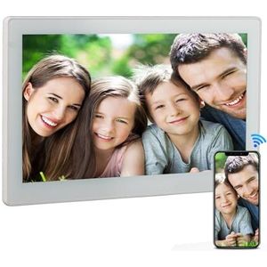 WiFi Digitale Fotolijst, 15,2 Inch Smart Cloud-fotolijst met IPS-aanraakscherm, Deel Foto's of Video's op Afstand Via App (EU-stekker)