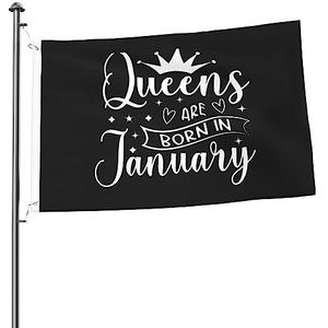 Tuinvlag zijn geboren in januari banner gepersonaliseerde aangepaste vlag mode buitenvlag voor decoratief, boerderij, huis, 90 x 150 cm