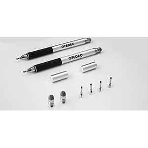 FEDEC Tablet Precisie Stylus Pen voor Ipad/Tablet/Mobiel - Universeel - Zilver - Vervangbare Punten - Extreem Nauwkeurig