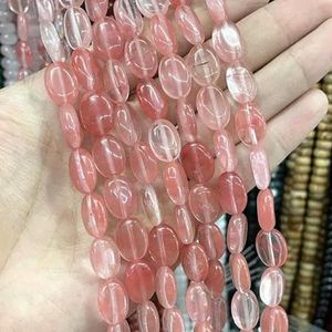 Ovale vorm natuursteen oog opaal agaten jades kristal losse spacer kralen voor sieraden maken charme ketting armband DIY-watermeloen rood-8 x 10 mm ongeveer 18 stuks