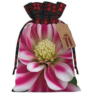 Roze en witte bloem ""Vakantie-Thema Gift Bags - Stijlvol, Uniek, En Gepersonaliseerd"" Herbruikbare Trekkoord Gift Zakken