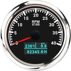 Aangepaste 3000RPM 4000RPM 85MM 3-in-1 autometer met tachosensor, toerenteller, watertemperatuur, olie, LCD-urenteller, rode achtergrondverlichting(Double tumble holder)