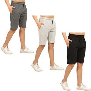 COMEOR Korte sportbroek voor heren, korte broek, heren hardloopshorts, katoenen shorts, zwart/donkergrijs/grijs., XL