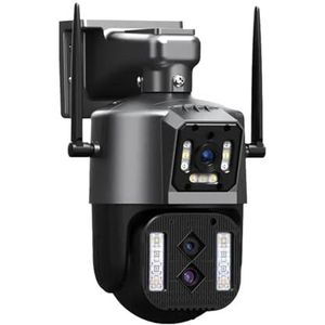Bewakingscamera, 12MP 6K IP-camera Buiten PTZ Drie lens Dubbele schermen 10X zoom Auto Tracking Menselijk Waterdicht 4K CCTV-beveiliging(6K 12MP No Card)