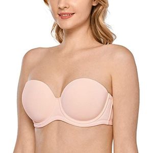 Delimira Dames Onderdraad Contour Multiway Volledige Dekking Strapless BH Plus Size Abrikoos Roze 100C