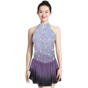 Meisjes Mouwloze Kunstschaatsjurk Met Strass Decoratie, Wedstrijd IJsschaatsjurken, Aanpasbaar(4XL)