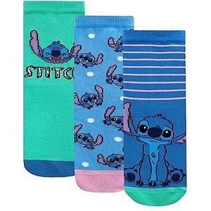 Disney Lilo en Stitch Sokken 3-Pack | Lilo & Stitch Meisjessokken | Pakket van 3 Katoenen Sokken voor Meisjes | Veelkleurig 37-40