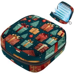 MUOOUM Merry Christmas Patroon Maandverband Opbergtas Draagbare Menstruatie Tas Voor Vrouwen Tiener Meisjes Menstruatie Cup Pouch Nursing Pad Houder
