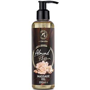 Massageolie amandelbloesem 200 ml - lichaamsolie met amandelolie en druivenpitolie - perzikpitolie en jojoba-olie - amandelolie - amandelgeur massage olie voor alle huidtypes - ontspanningsolie