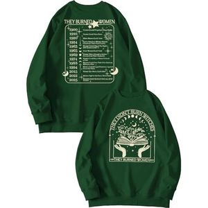 MLZHAN They Didn't Burn Witches Front Print Vrouwen Sweatshirt Ze Burned Feministische Heksen Terug Gedrukt Lange Mouw Shirt Tops, Vintage Groen, S